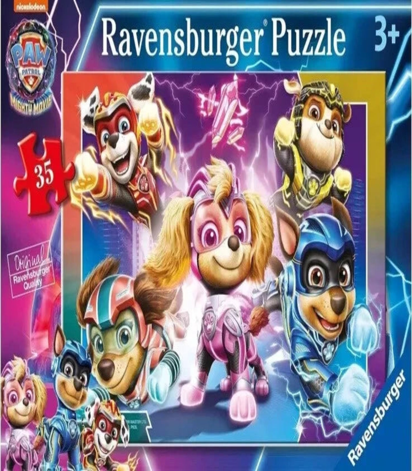 Ravensburger Paw Patrol puzzle packaging with cartoon characters on a blue background