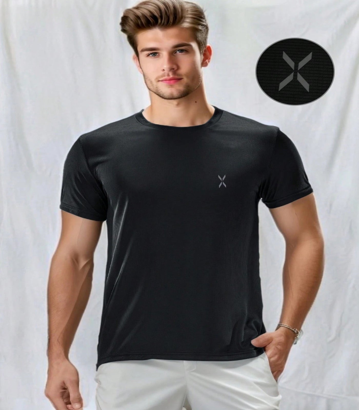 SHEIN Men's Fitness Sports Clothing Running Casual Slim Fit Gym T-Shirt Size XL