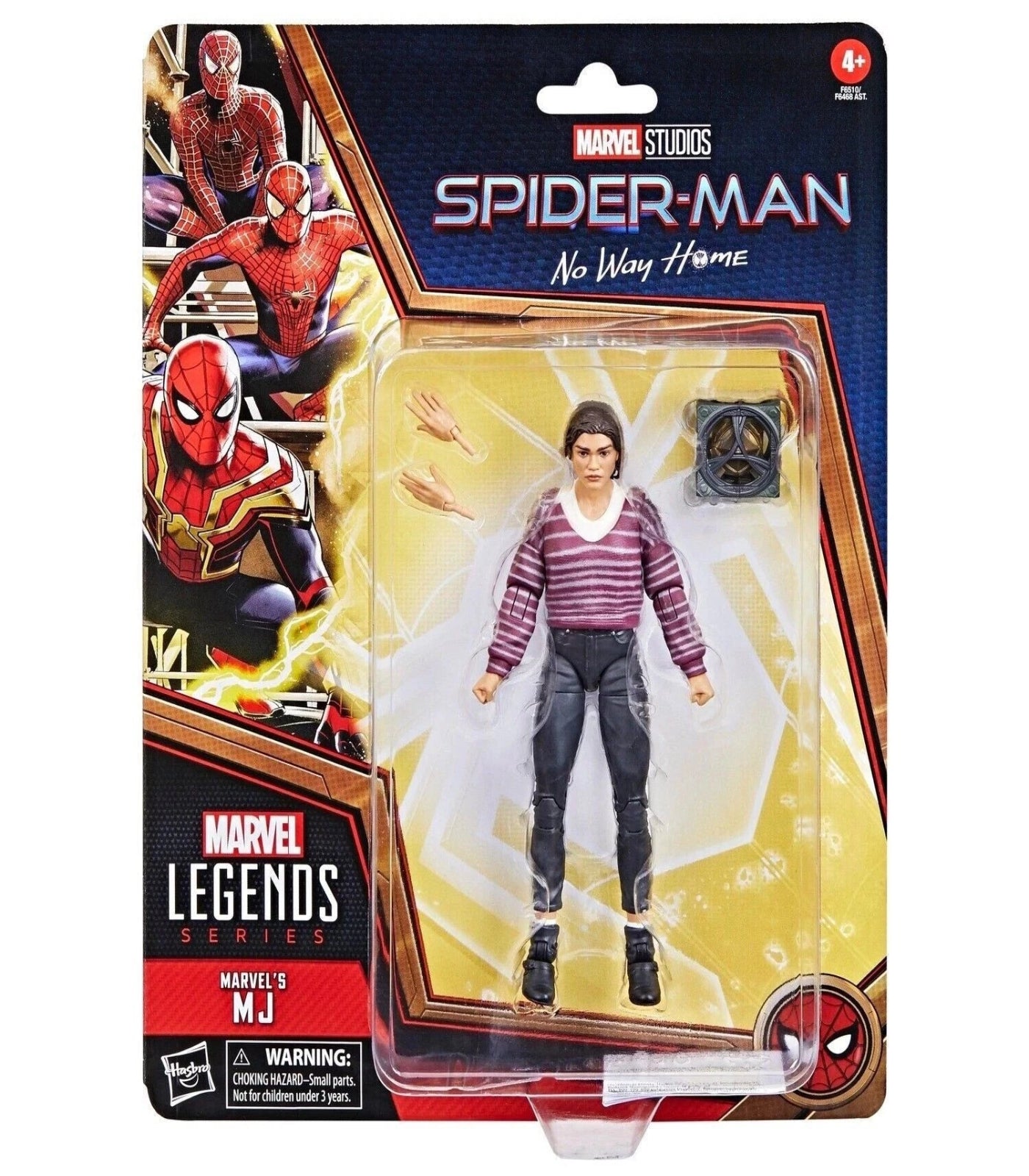 Marvel Legends Spider-Man action figure packaging with character images on a white background