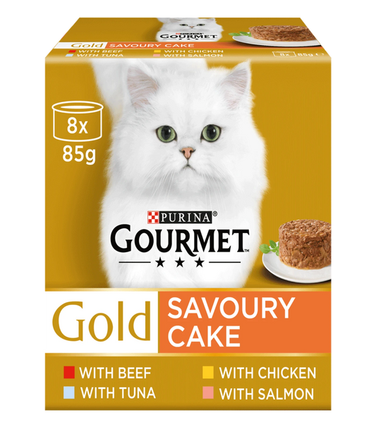 x2 Gourmet Gold Savoury Cake Wet Adult Cat Food 8x85g