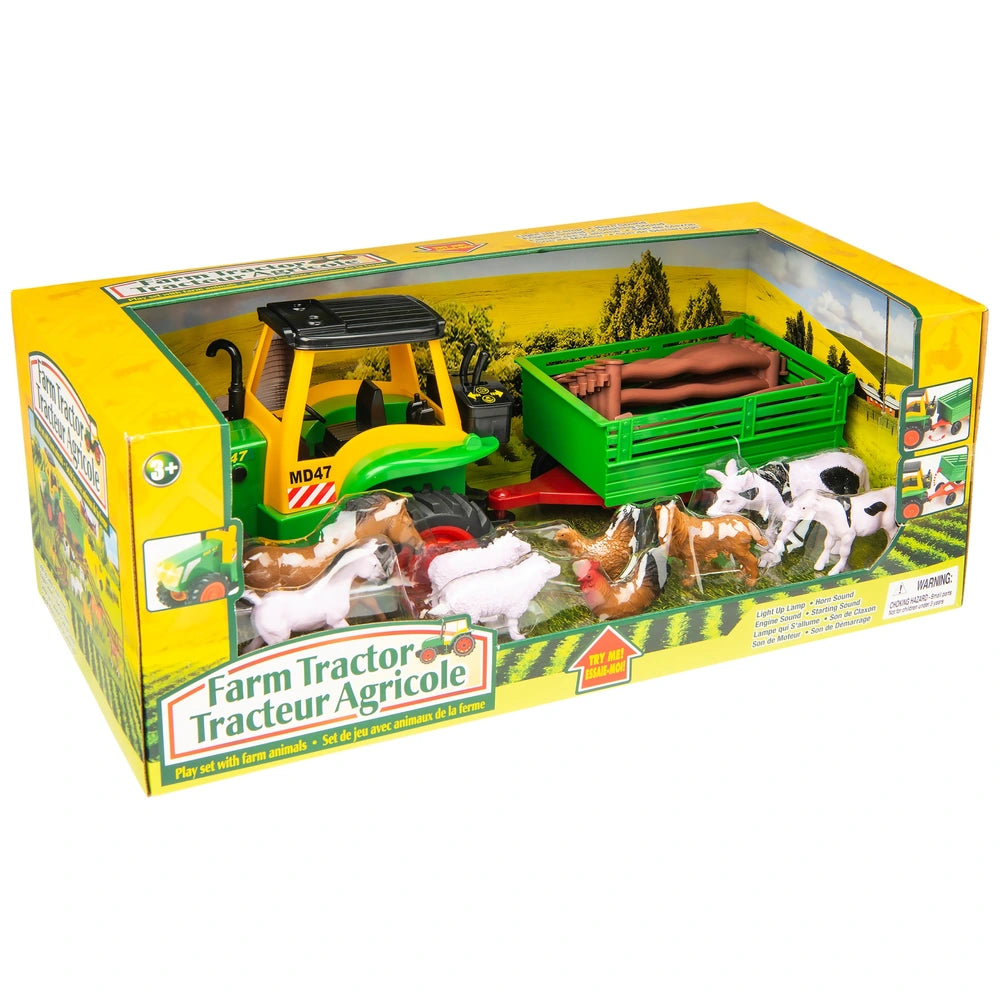 Farm Tractor & Trailer With Farm Animals