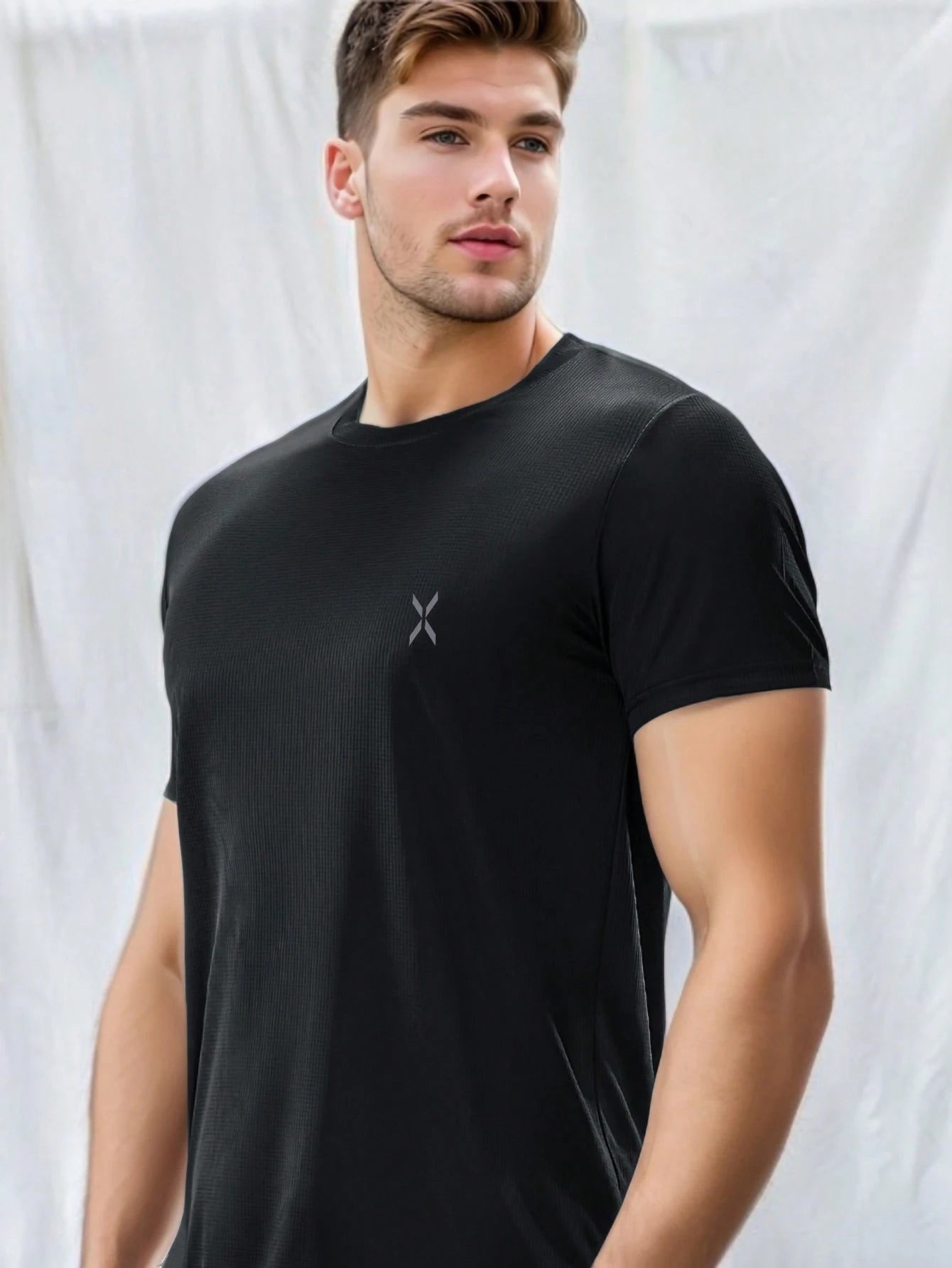 SHEIN Men's Fitness Sports Clothing Running Casual Slim Fit Gym T-Shirt Size XL