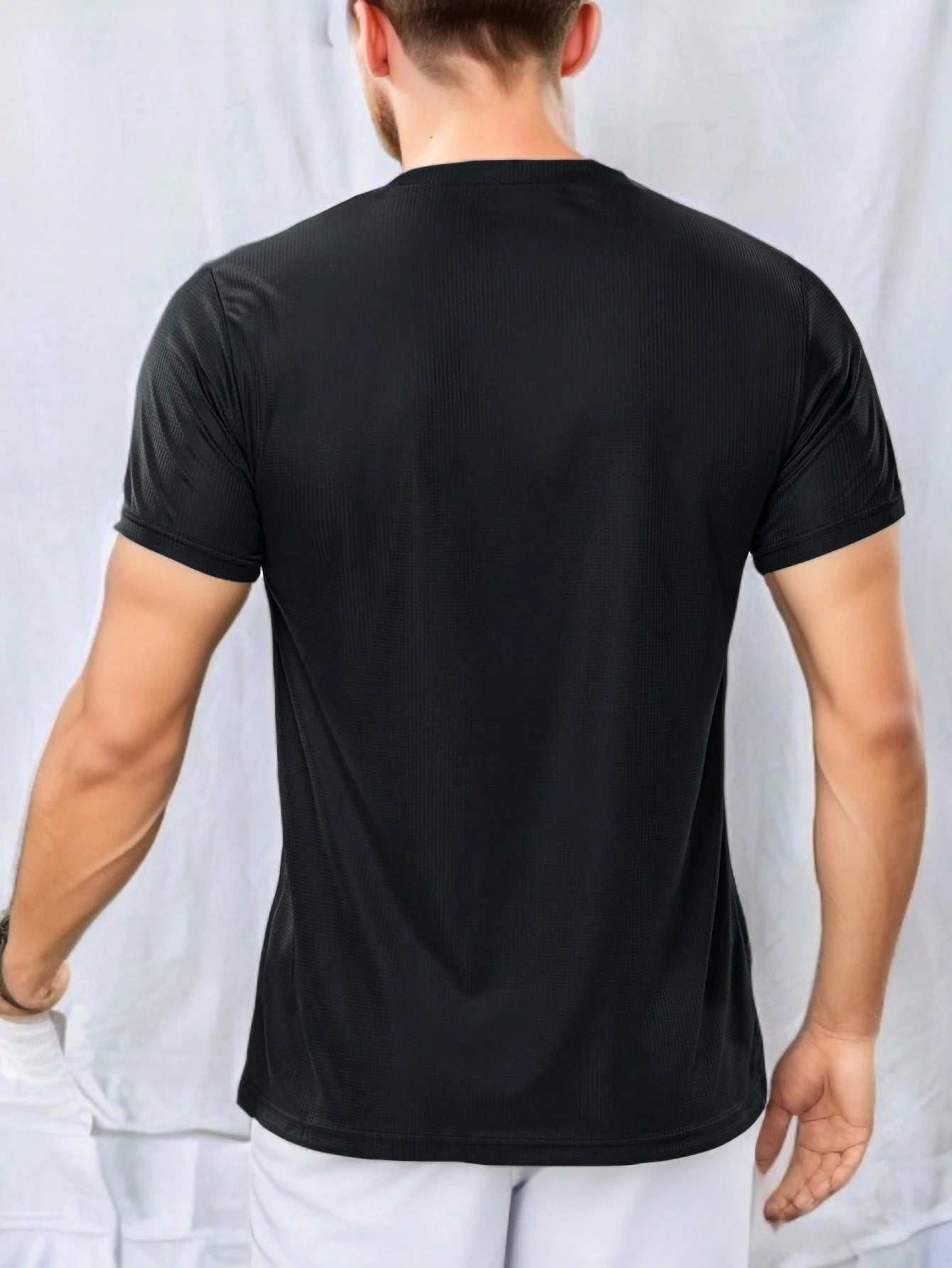 SHEIN Men's Fitness Sports Clothing Running Casual Slim Fit Gym T-Shirt Size XL