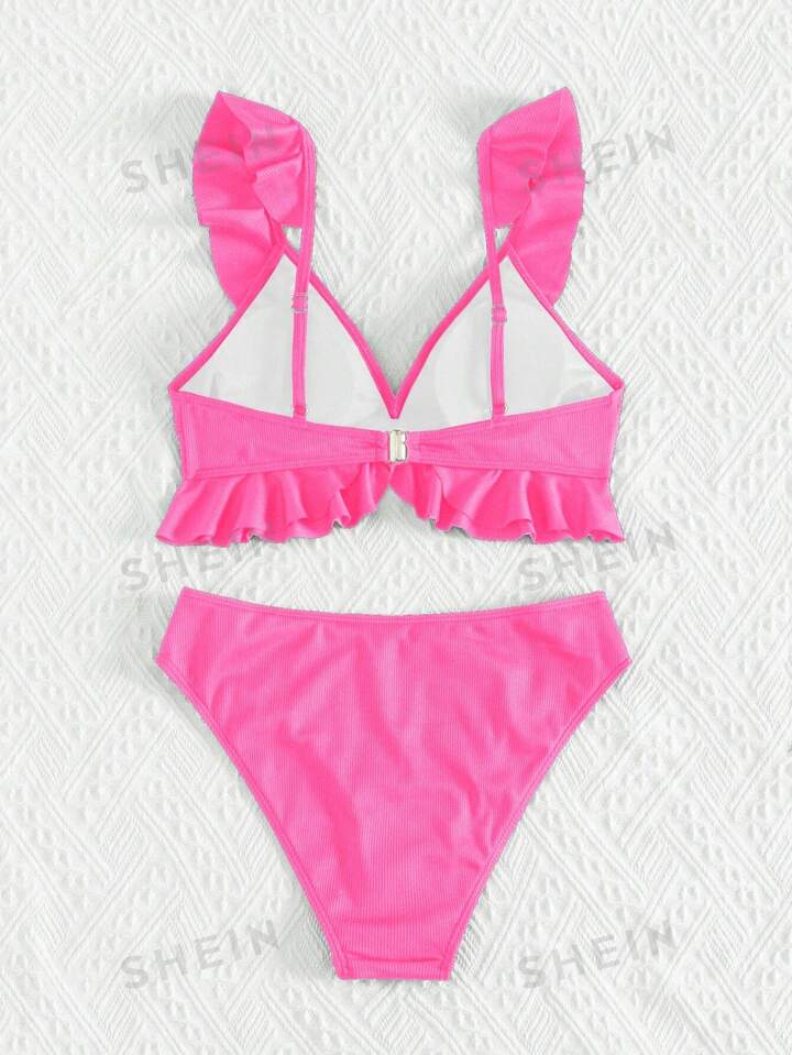 SHEIN Ruffle Trim Two Piece Swim Bikini Set Size M RRP £11.49