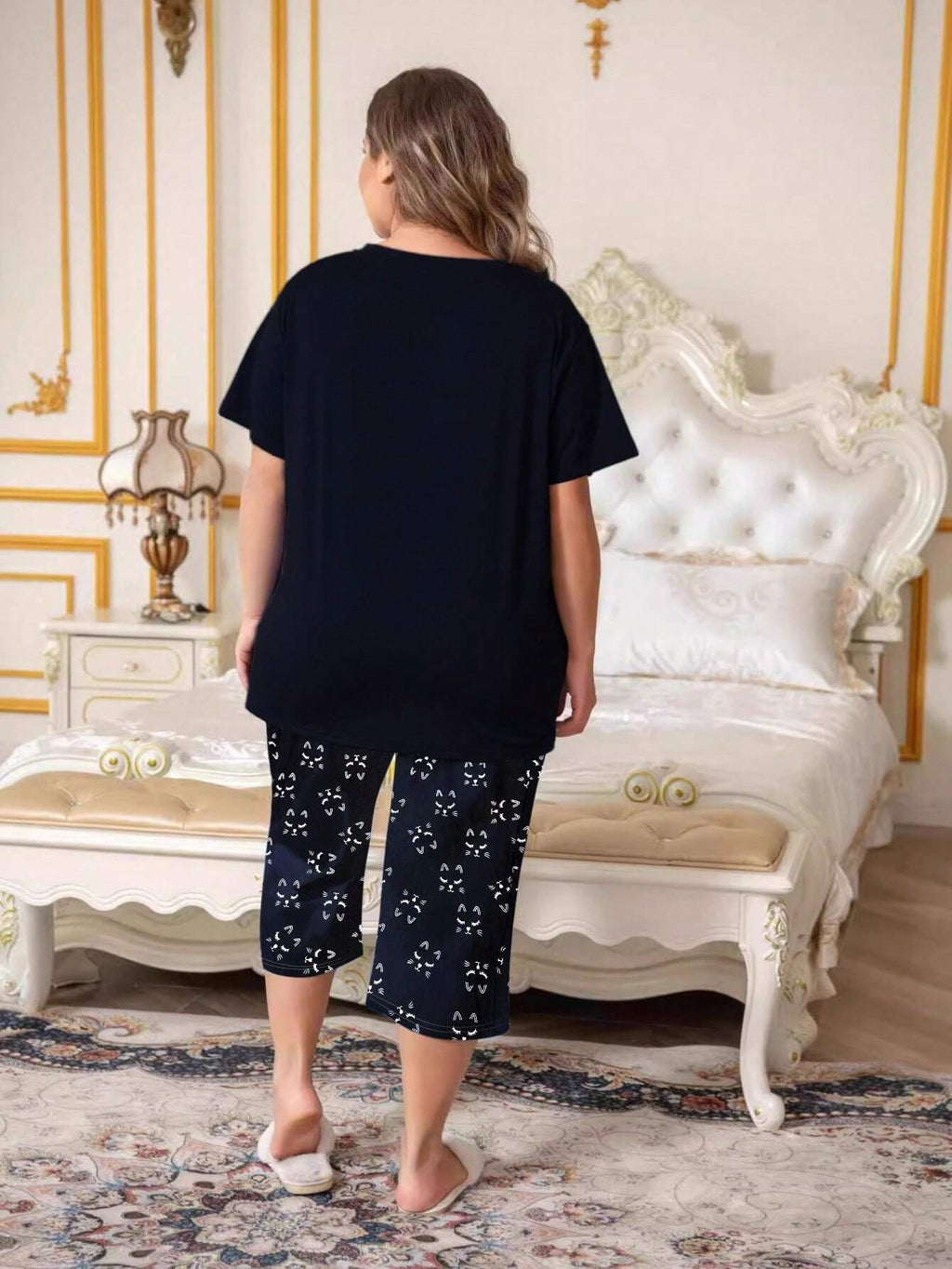 SHEIN 3/4 Pants & Short Sleeve Top Pajama Set Size 20 (2XL)