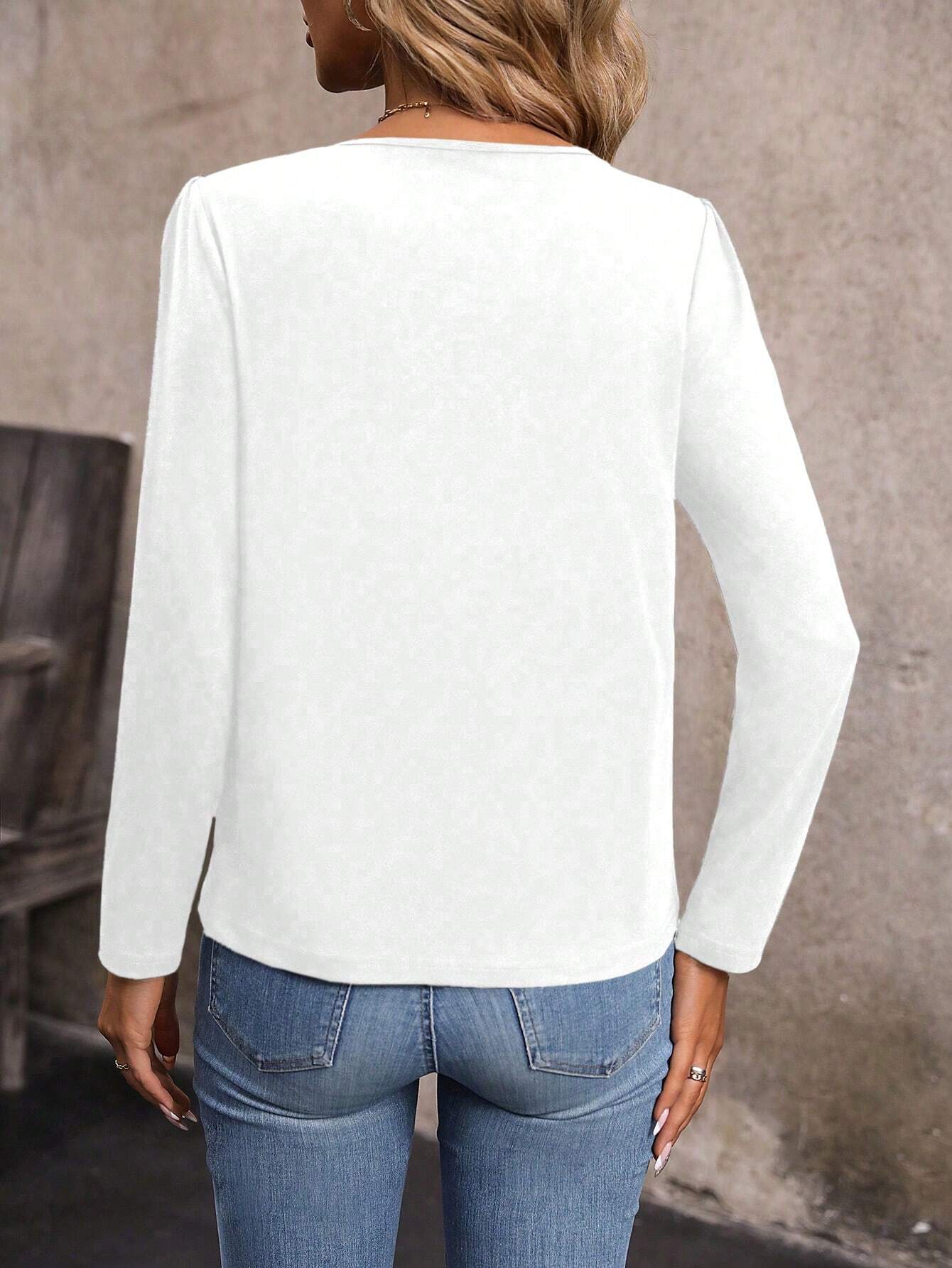 SHEIN White Pleated T-Shirt Size 10 (M)