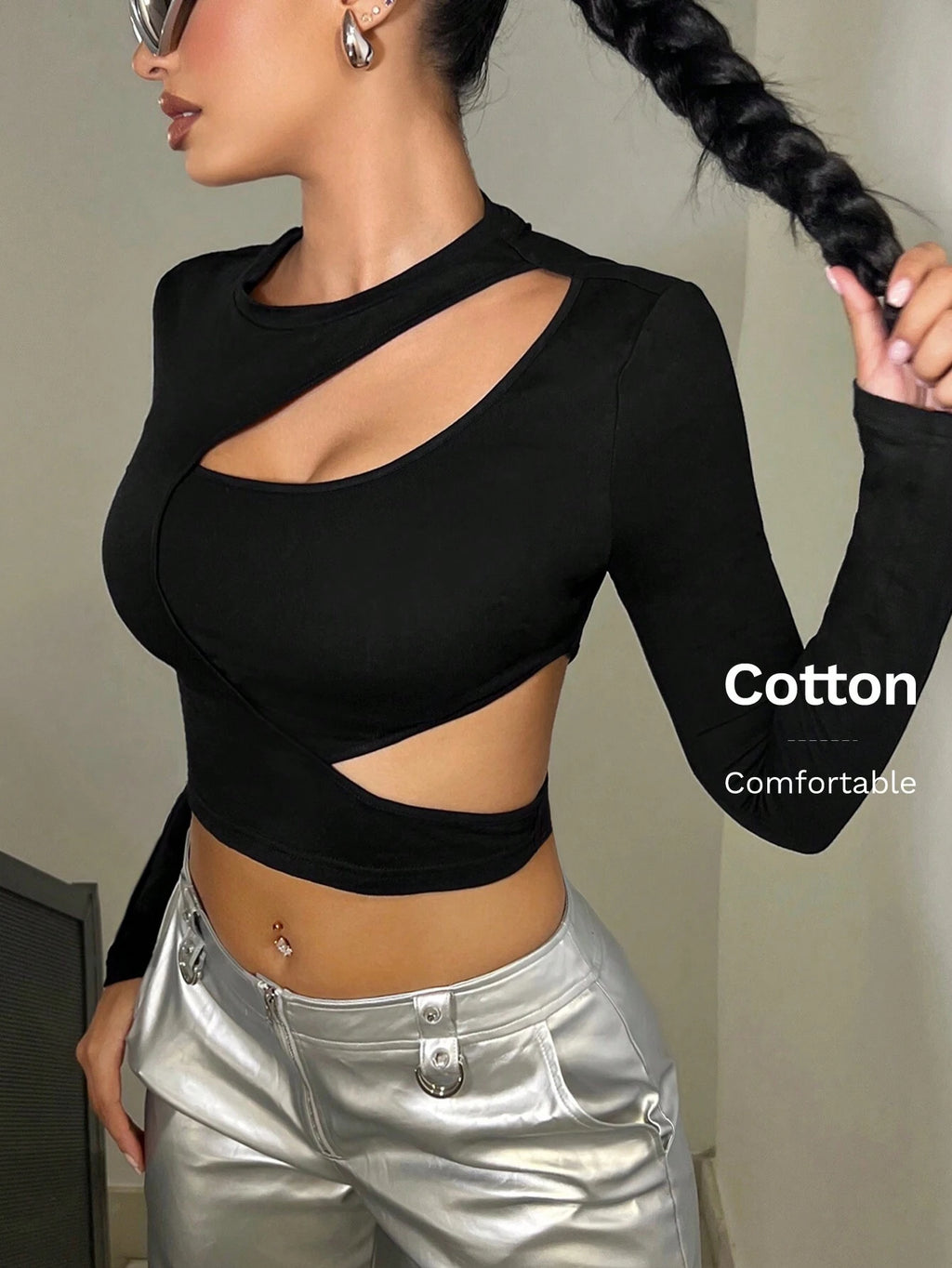 SHEIN ICON Cut Out Crop Tee Size 10 (M)