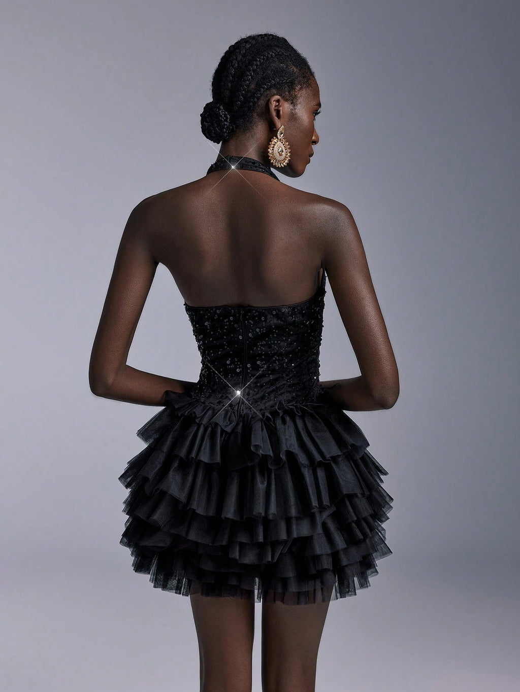 SHEIN Black Sequin Backless Dress Size 6 (S)