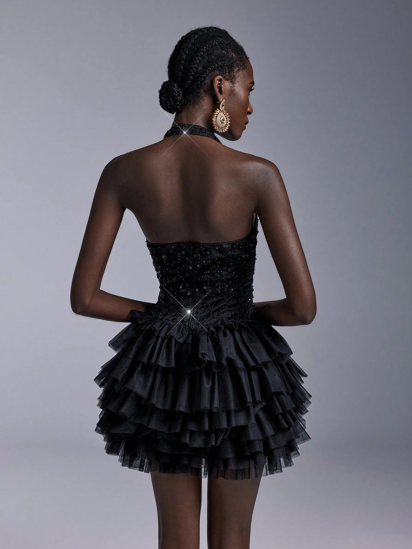 SHEIN Black Sequin Backless Dress Size 6 (S)