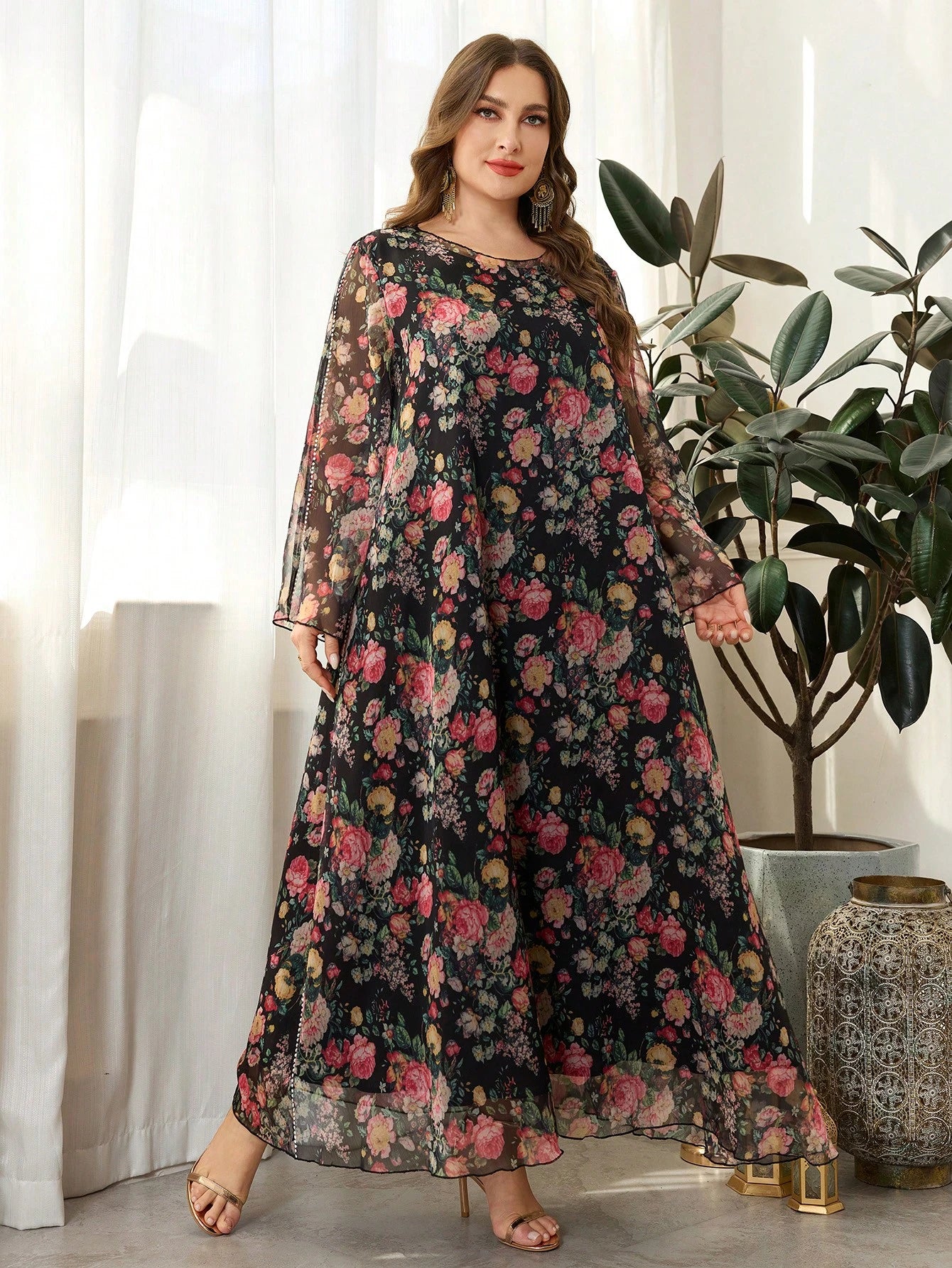 SHEIN Floral Loose Dress Size 22 (3XL)