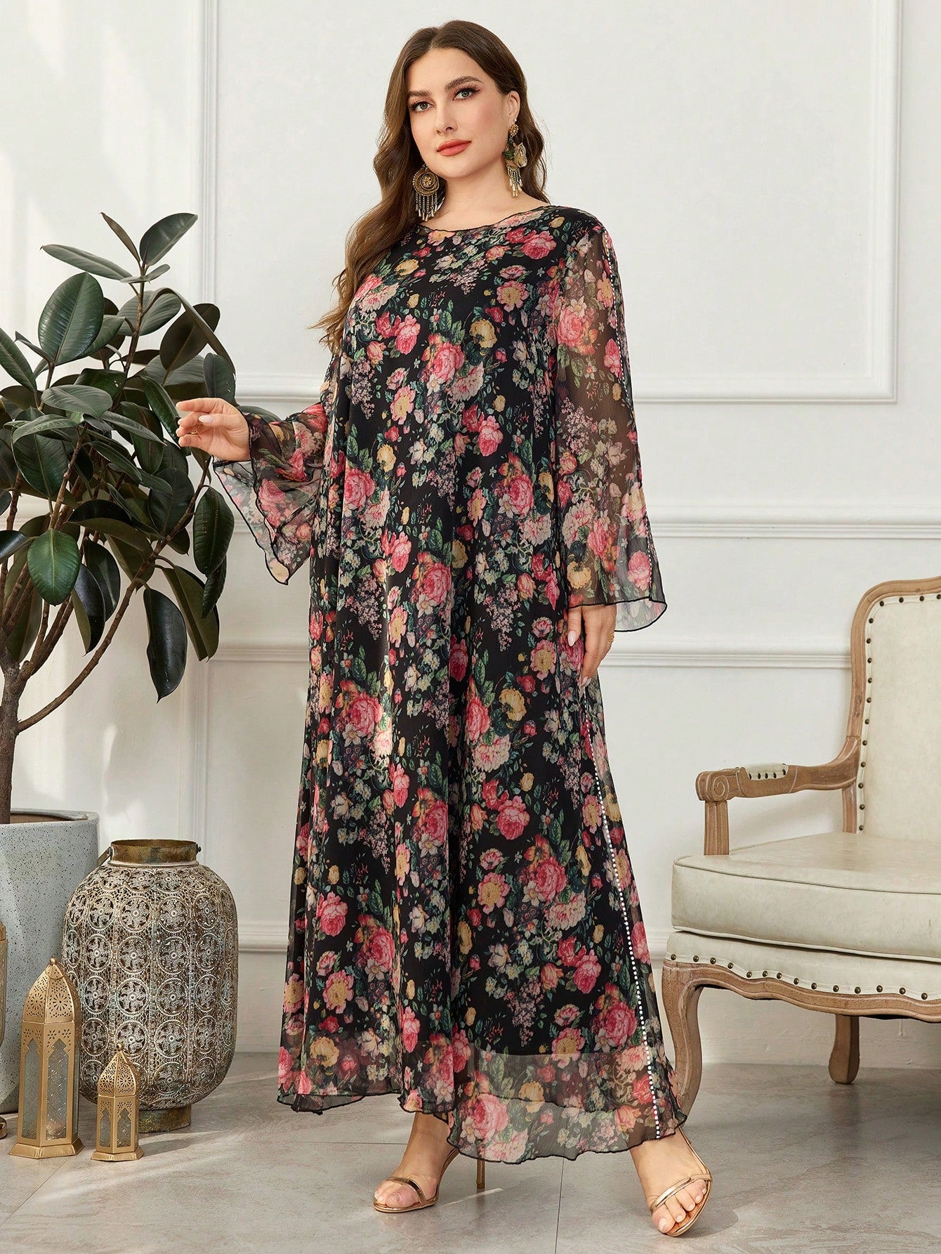 SHEIN Floral Loose Dress Size 22 (3XL)