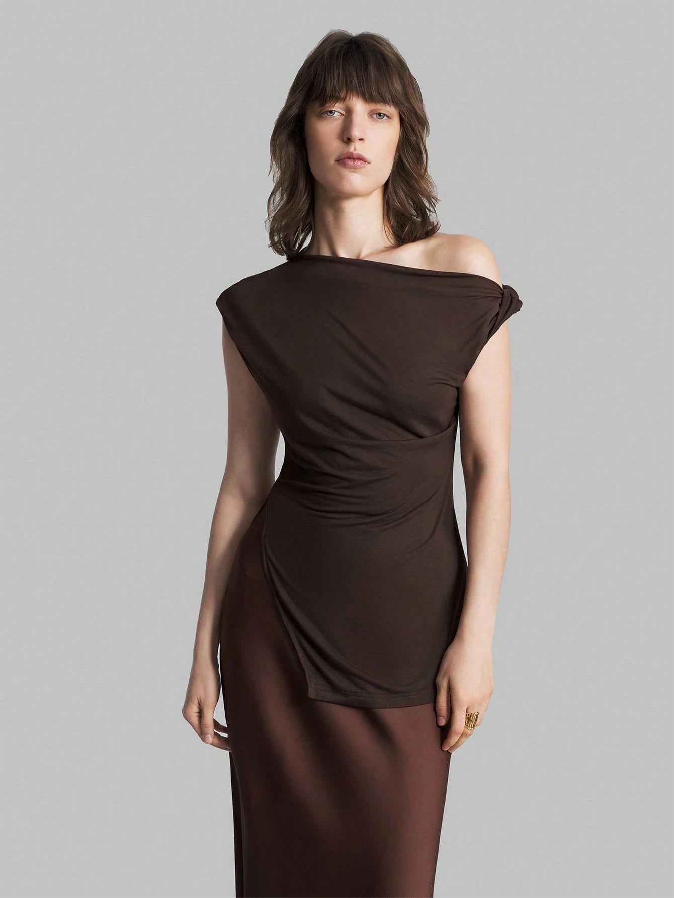 SHEIN Asymmetric Pleated Blouse Size 12/14 (L)