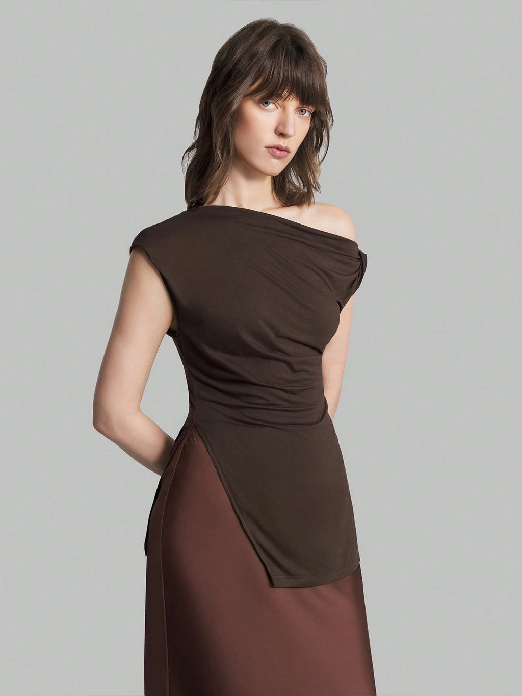 SHEIN Asymmetric Pleated Blouse Size 12/14 (L)