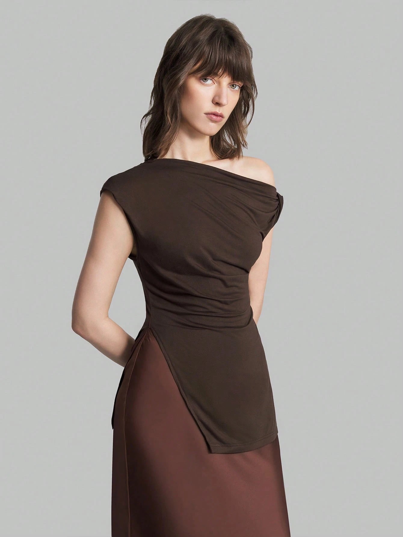 SHEIN Asymmetric Pleated Blouse Size 12/14 (L)