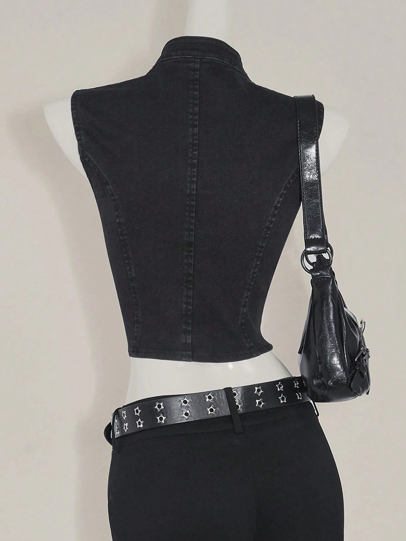 SHEIN Sleeveless Denim Tie-Front Crop Top Size 10 (M)