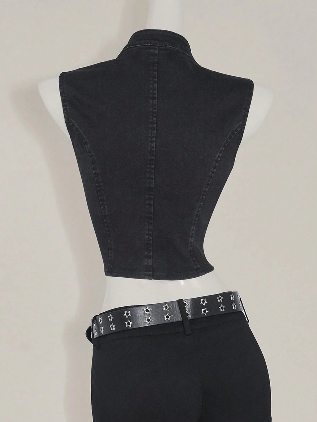 SHEIN Sleeveless Denim Tie-Front Crop Top Size 10 (M)
