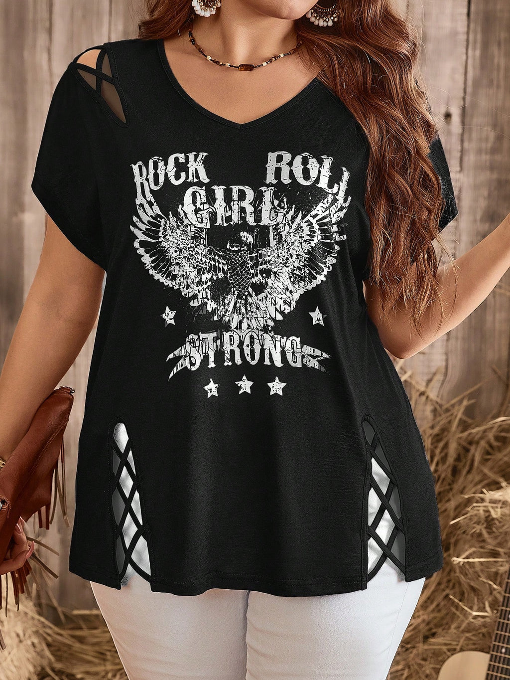 SHEIN Casual Rock Roll Girl Graphic Tee Size 18 (1XL)