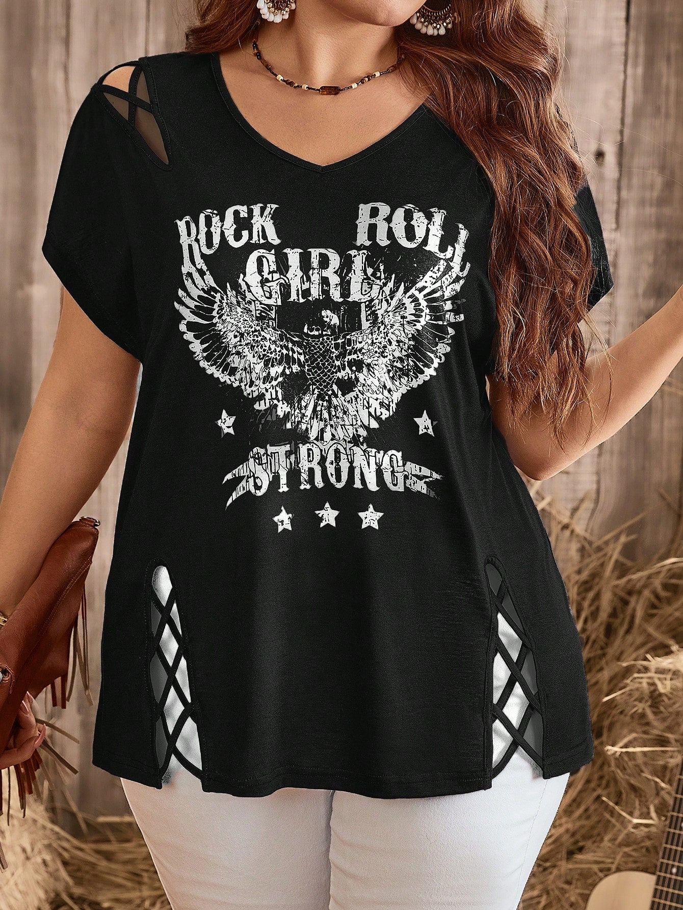 SHEIN Casual Rock Roll Girl Graphic Tee Size 18 (1XL)