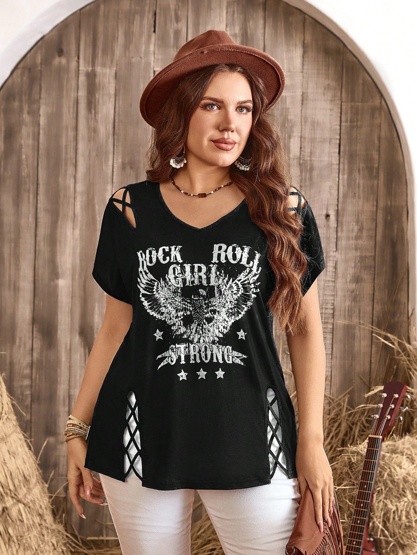 SHEIN Casual Rock Roll Girl Graphic Tee Size 18 (1XL)