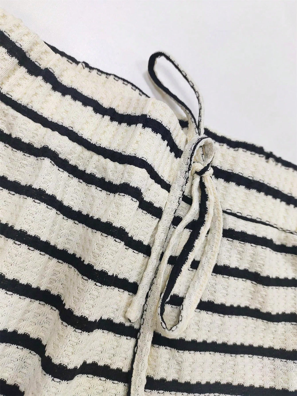SHEIN Casual Knitted Striped Short Sleeve Top & Shorts Set Size 18 (1XL)