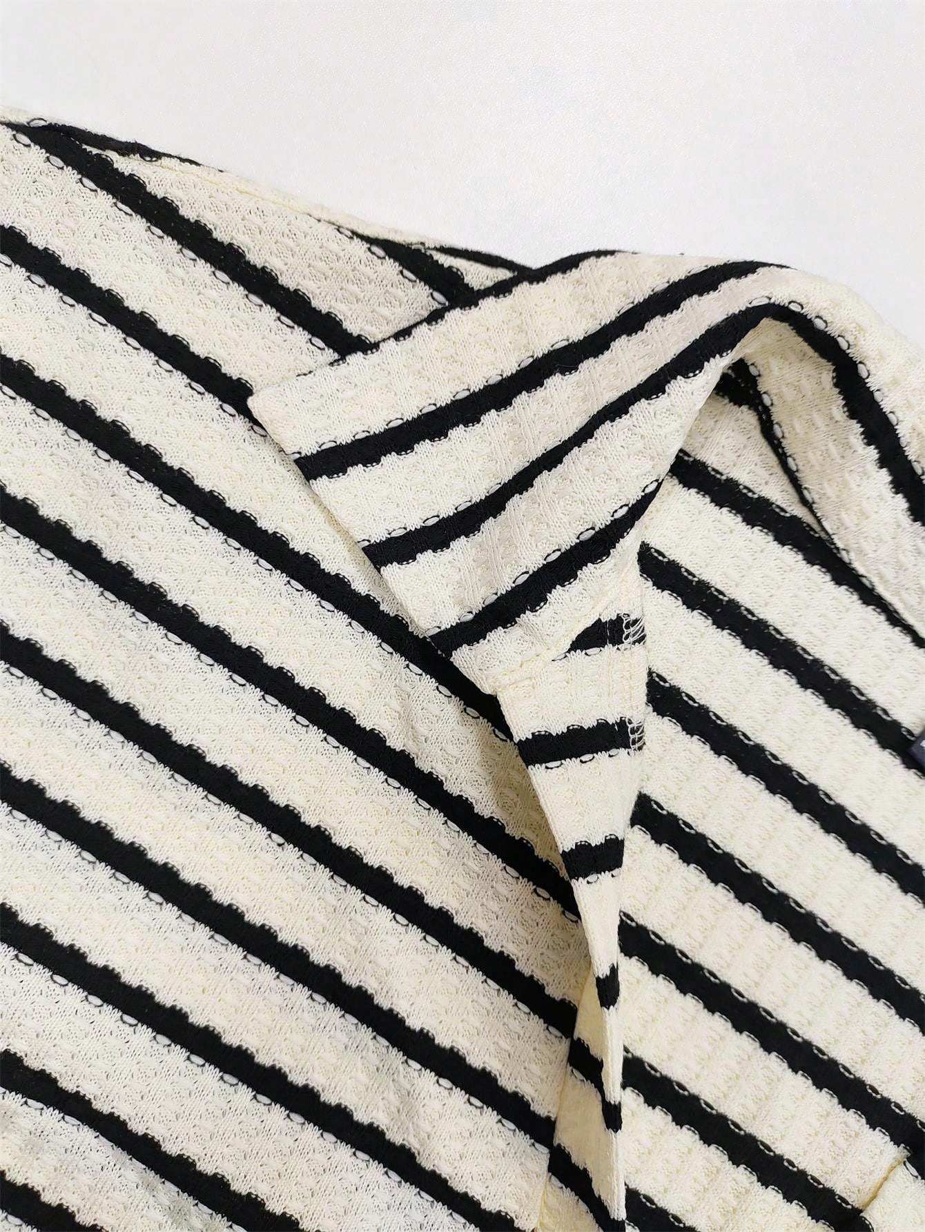 SHEIN Casual Knitted Striped Short Sleeve Top & Shorts Set Size 18 (1XL)