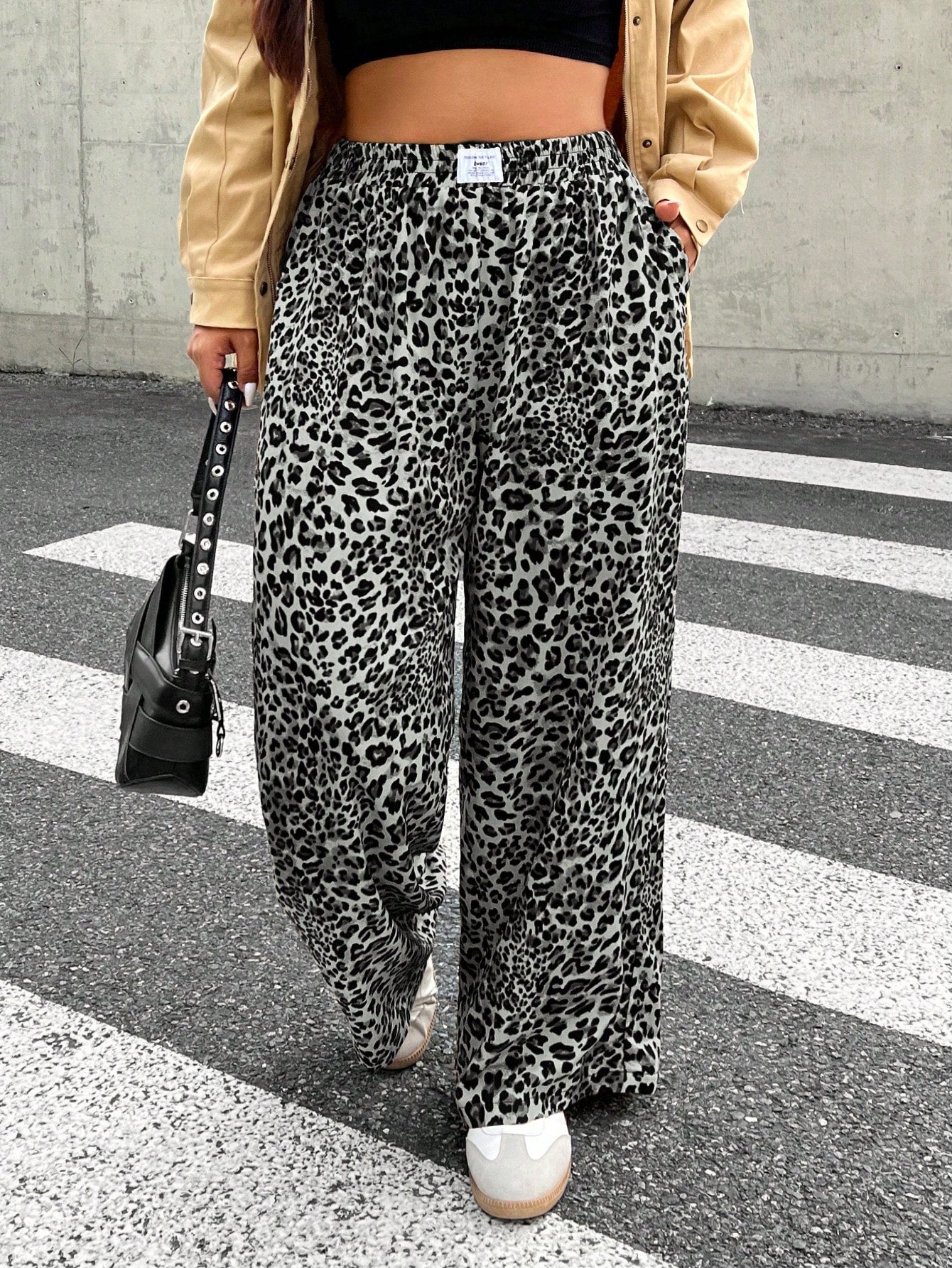 SHEIN Casual Leopard Print Wide Leg Pants Size 18 (1XL)