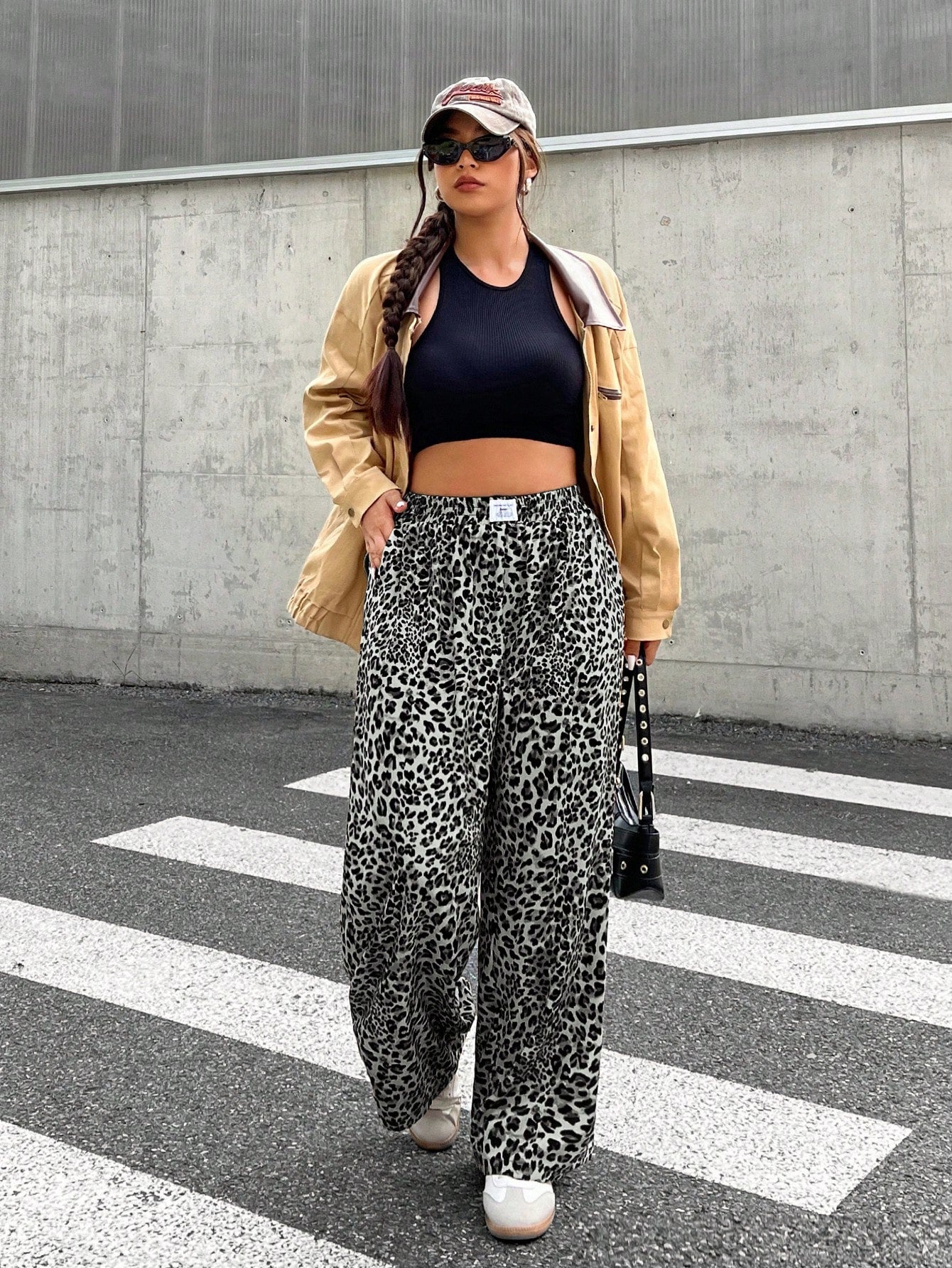SHEIN Casual Leopard Print Wide Leg Pants Size 18 (1XL)