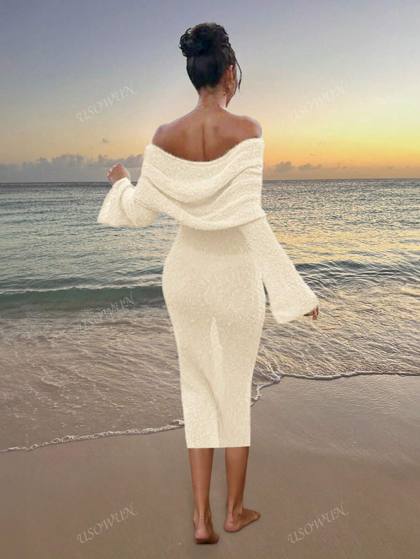 SHEIN Summer Beach Long Sleeve Sheer Dress Size L