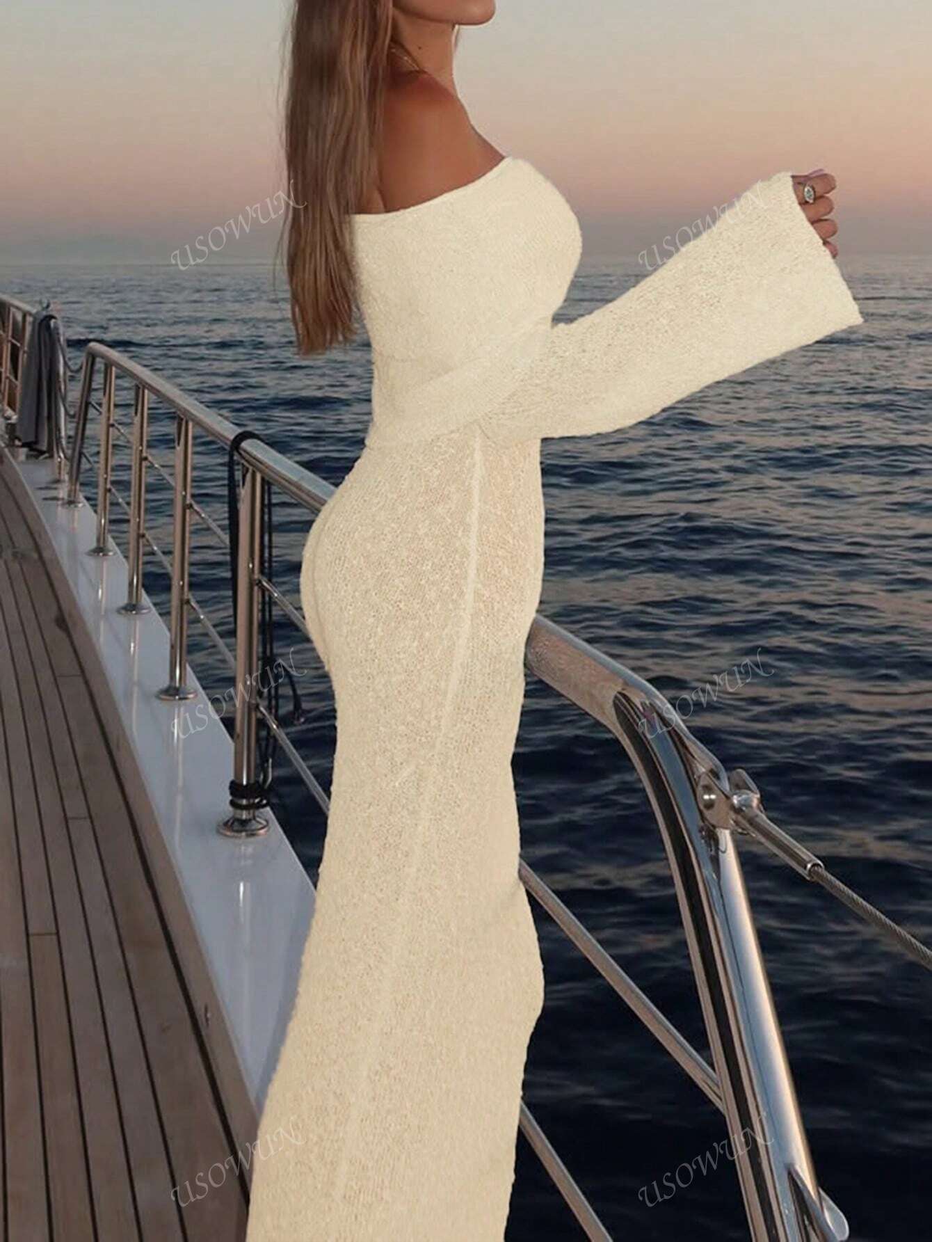 SHEIN Summer Beach Long Sleeve Sheer Dress Size L