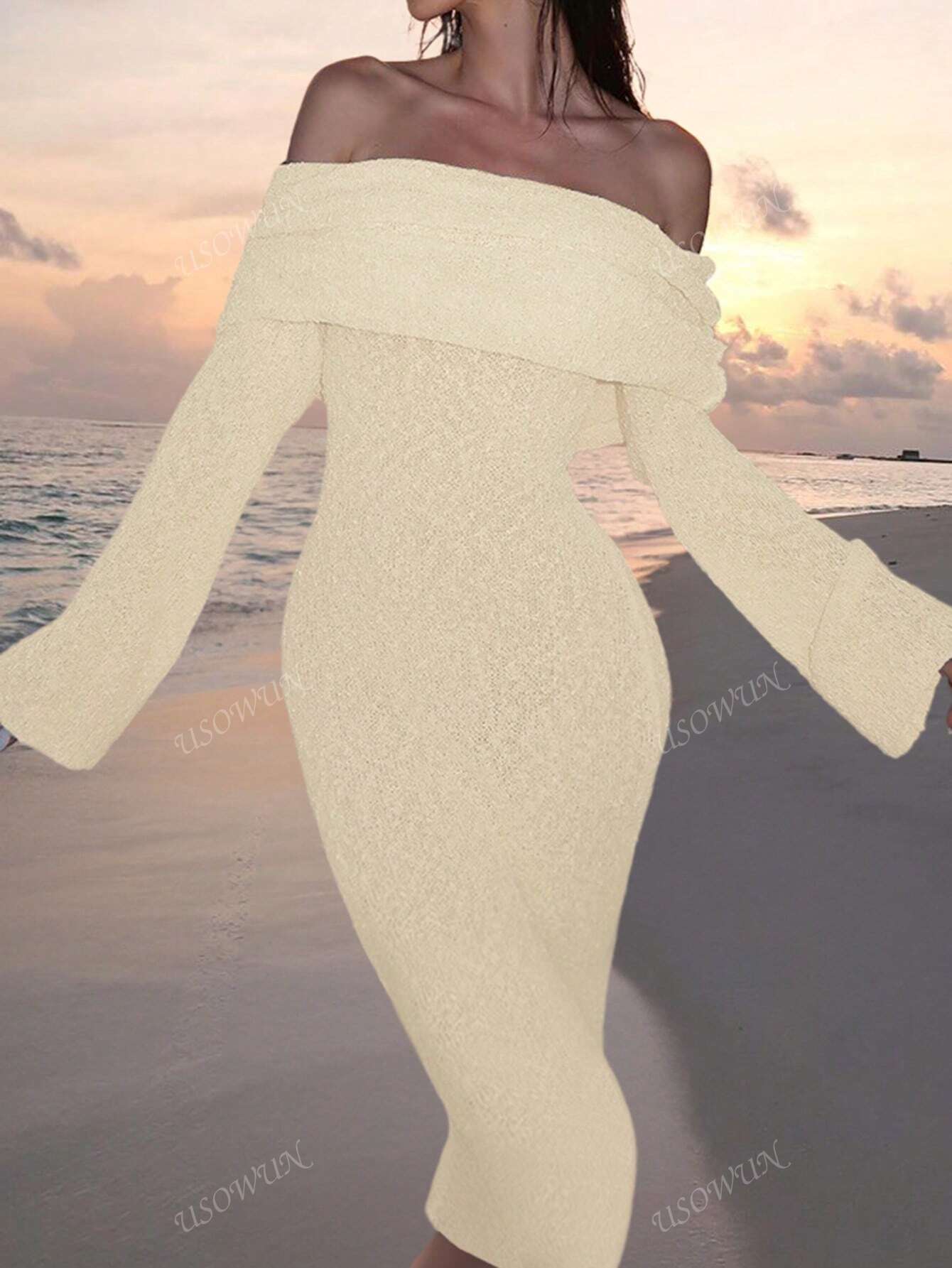 SHEIN Summer Beach Long Sleeve Sheer Dress Size L