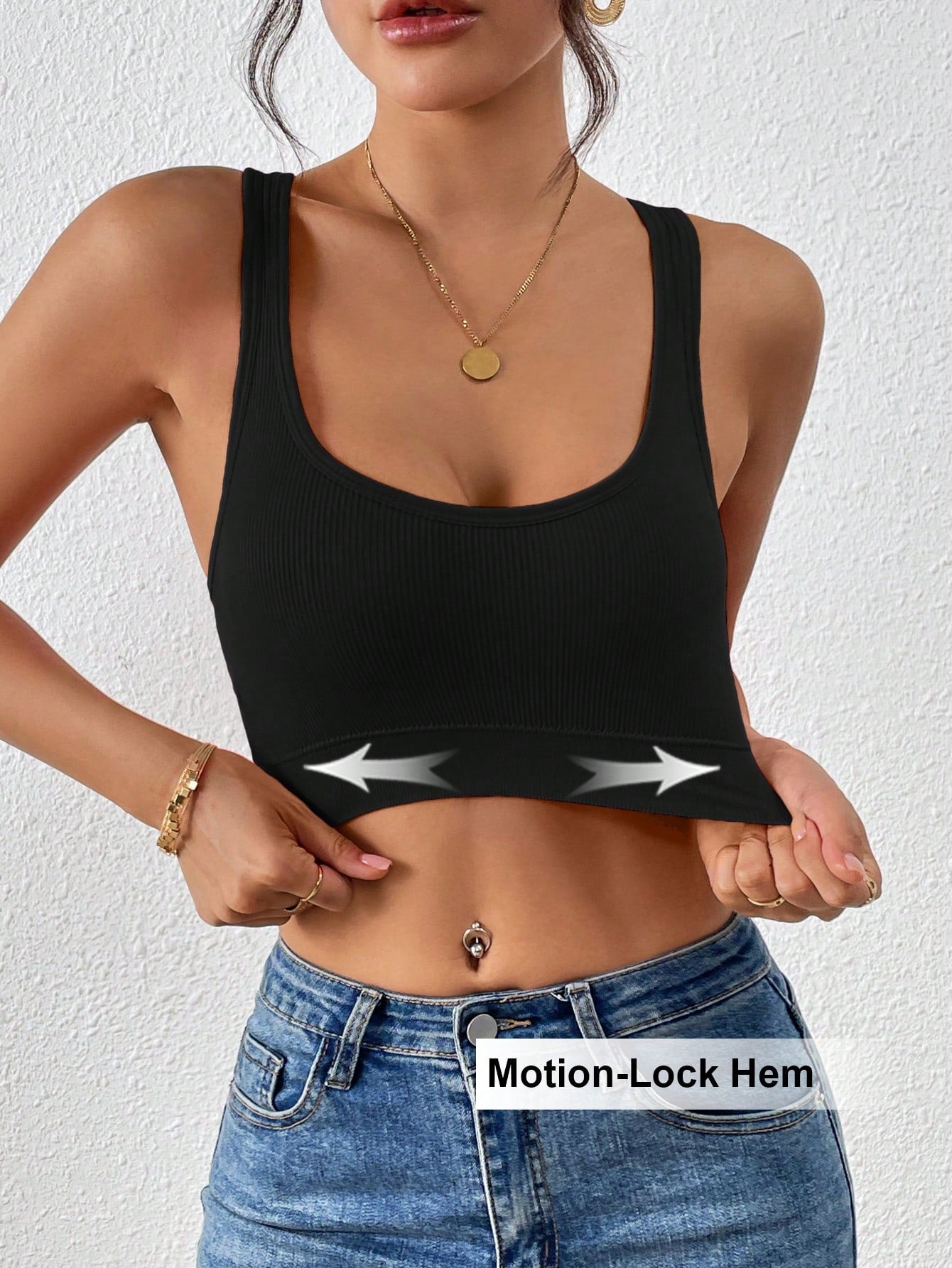 SHEIN Ribbed Black Seamless Bra Size L