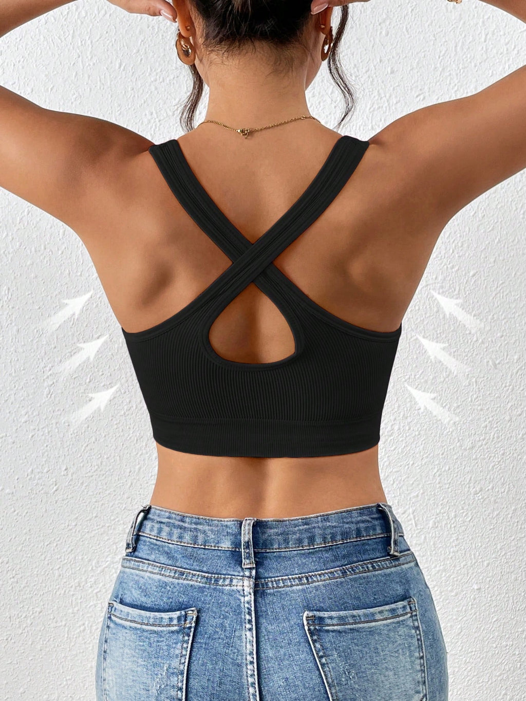 SHEIN Ribbed Black Seamless Bra Size L