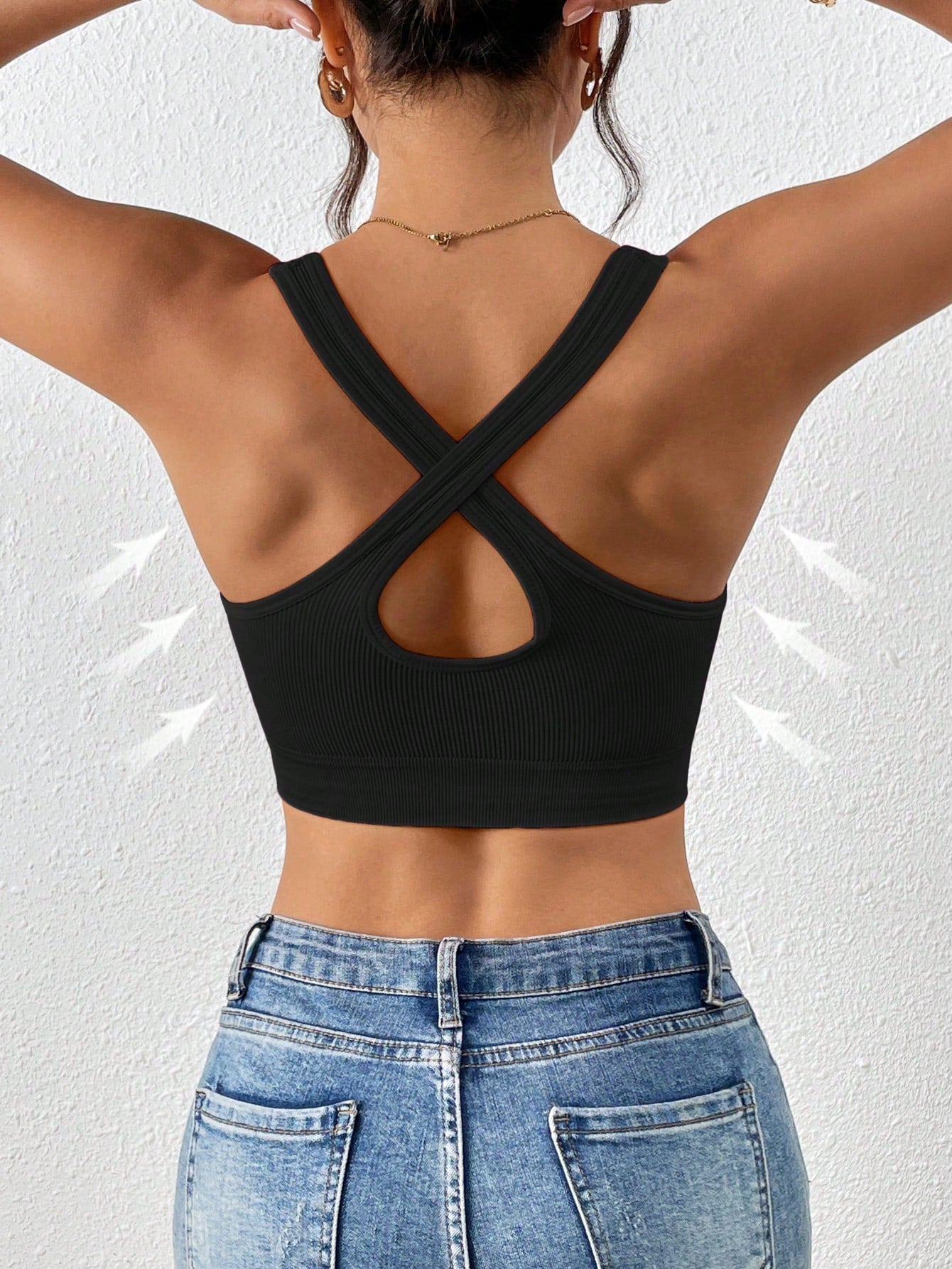 SHEIN Ribbed Black Seamless Bra Size L