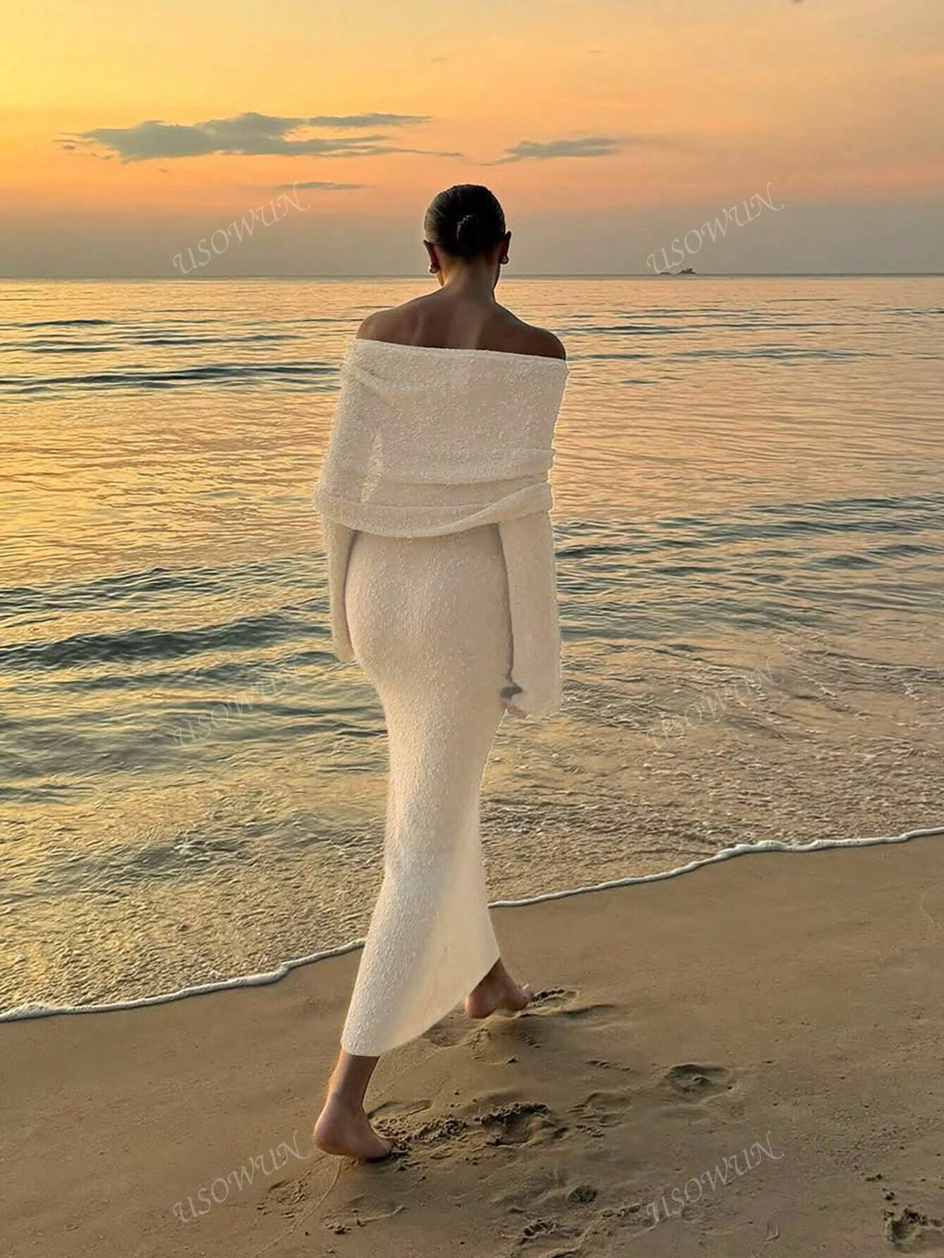 SHEIN Summer Beach Long Sleeve Sheer Dress Size L