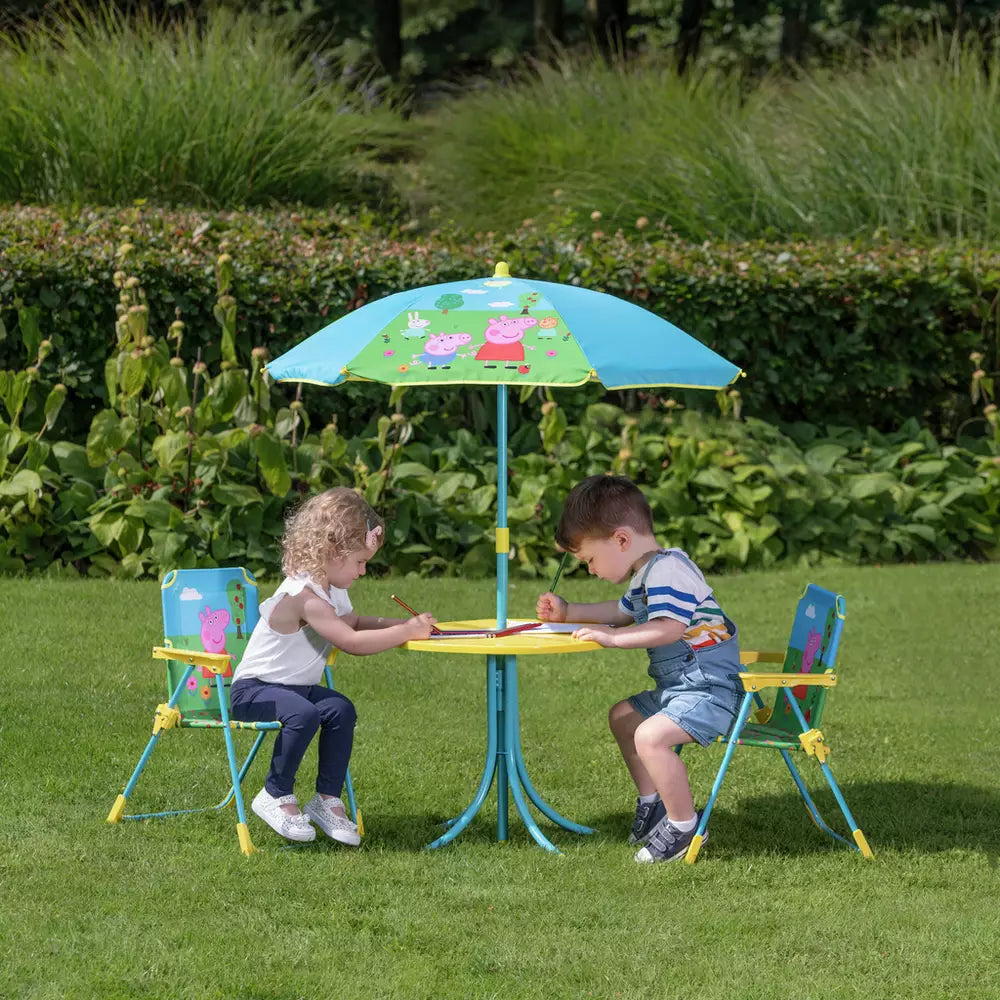 Peppa Pig Garden Patio Furniture Set With Table, Chairs & Foldable Parasol