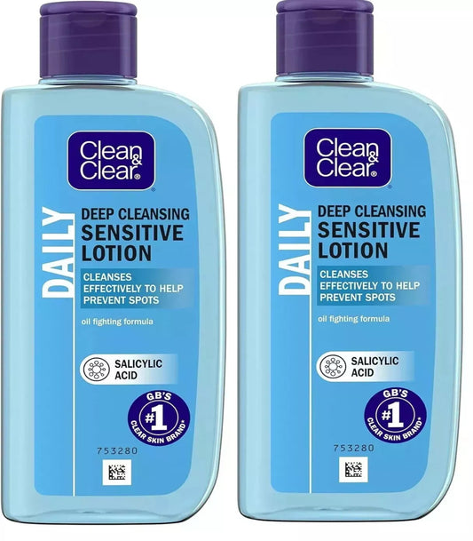 2x Clean & Clear Deep Cleansing Lotion For Sensitive Skin 200ml