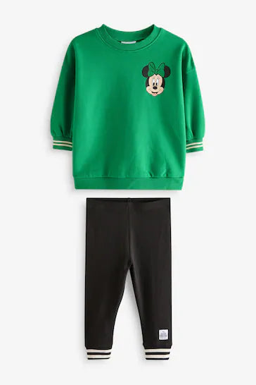 NEXT Disney Green Minnie Mouse Long Sleeve Top And Leggings Set 5-6 Years