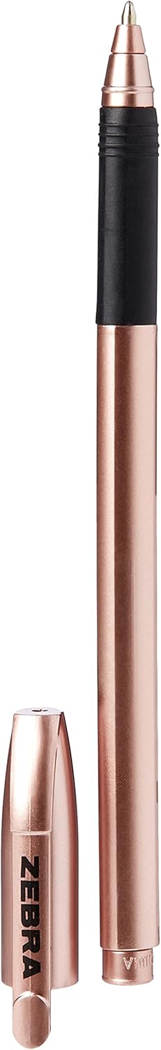 Zebra Rose Gold Black Ink Biro Pen 3pk