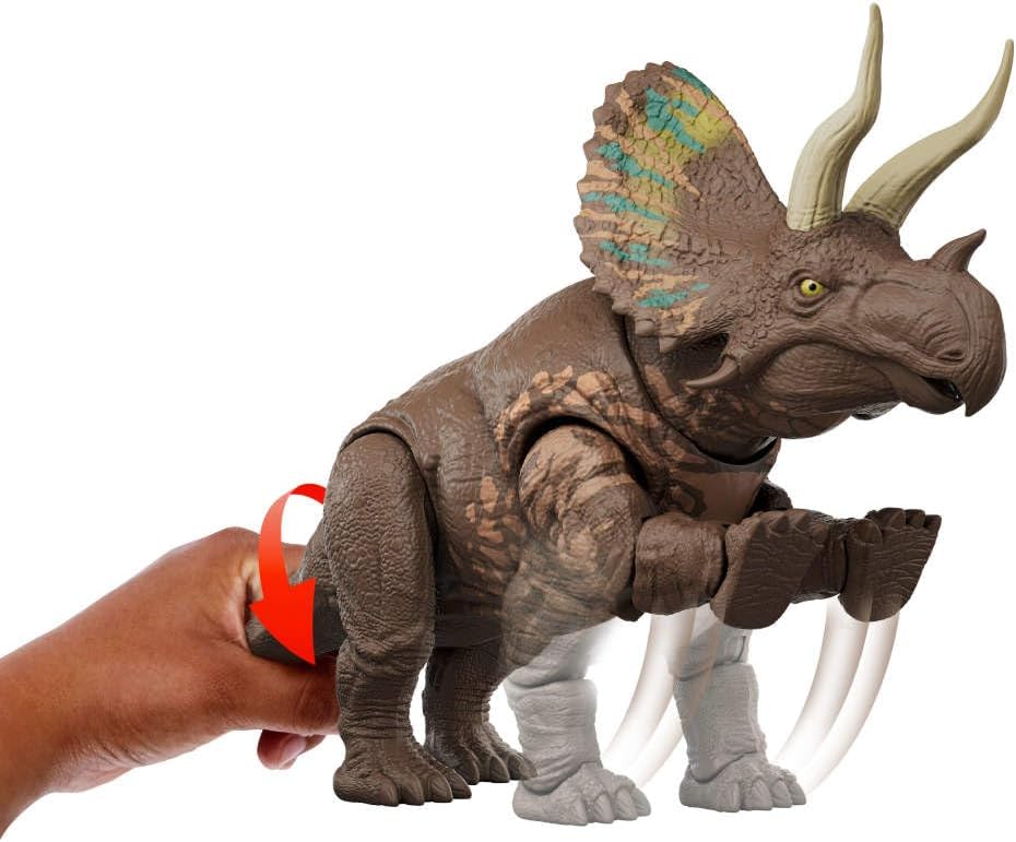 Mattel Jurassic World Rebirth Gigantic Thrashers Eotriceratops Dinosaur Figure Toy