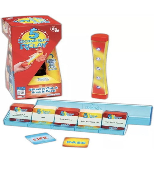 Children's game set with colorful components and packaging on a white background
