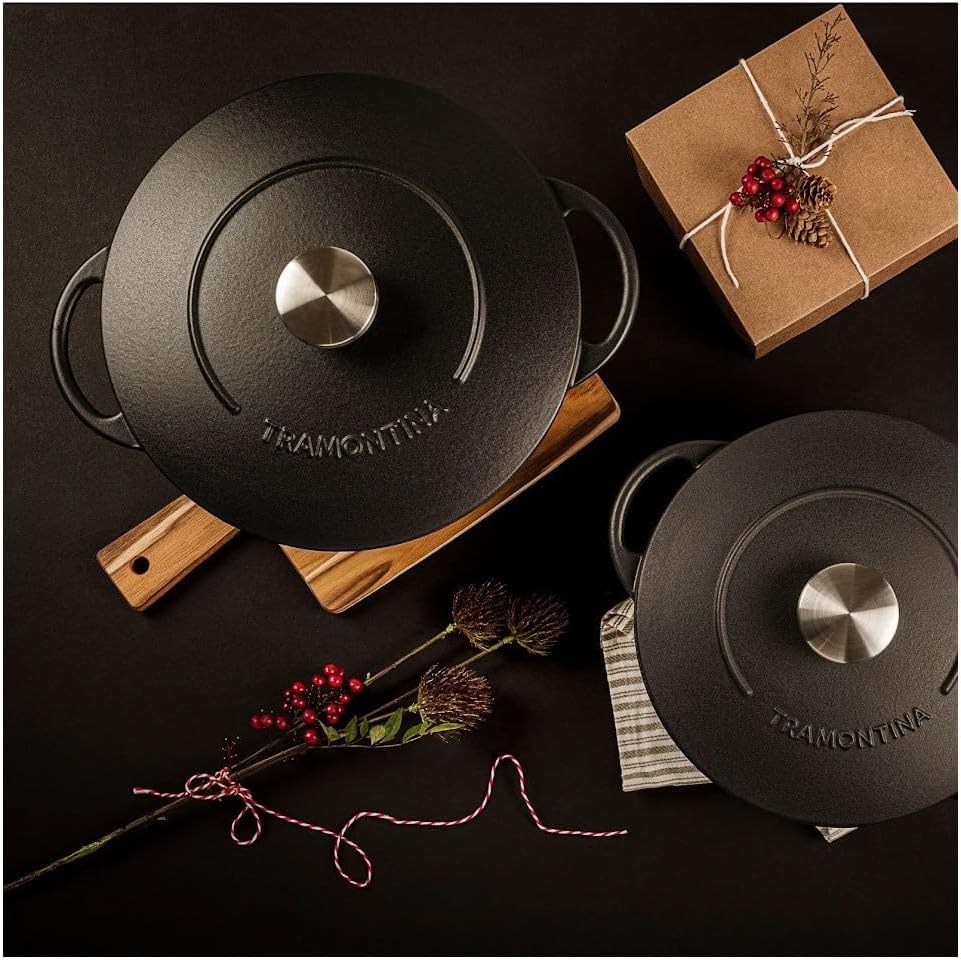 Tramontina Black Enamelled Cast Iron Casserole Dish 24cm