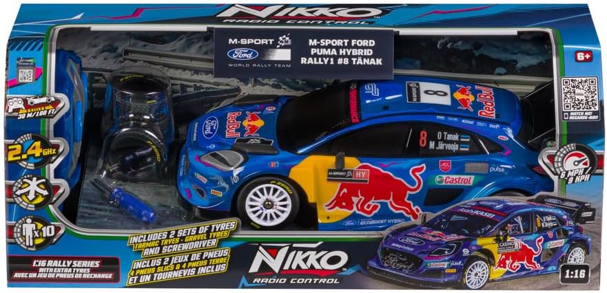 Nikko RC Rally Series M-Sport Red Bull Ford Puma Hybrid Rally1 #8 Tanak Remote Control Car 6+
