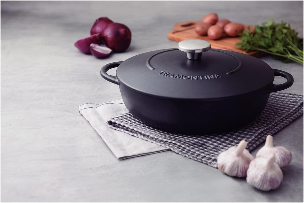 Tramontina Shallow Casserole Dish 28 cm Enamel Cast Iron, 4.1 litres