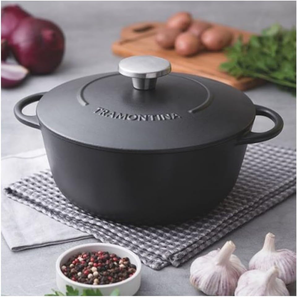 Tramontina Black Enamelled Cast Iron Casserole Dish 24cm