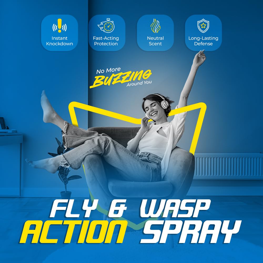 3x Fly And Wasp Killer Spray Kill Insects Midges Mosquito Advance Formula 300ml (3 Pack)