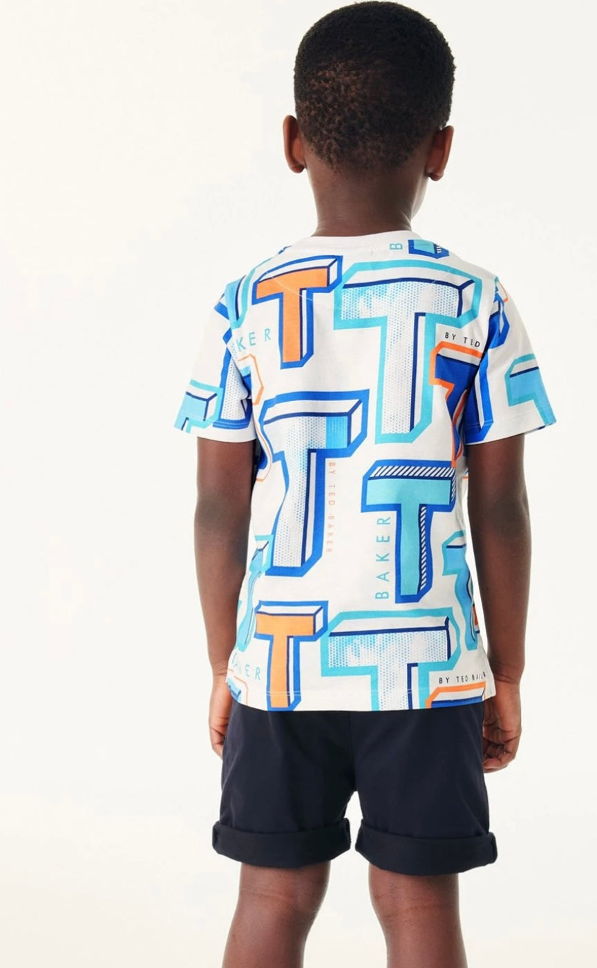 NEXT Ted Baker White Graphic T T-Shirt Size 3-4 Years