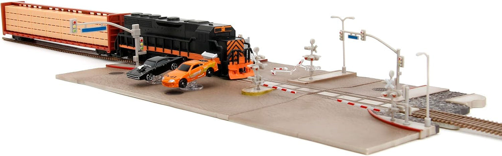 Fast & Furious Final Race Train Nano Scene & 2 1.65" Die-Cast Cars