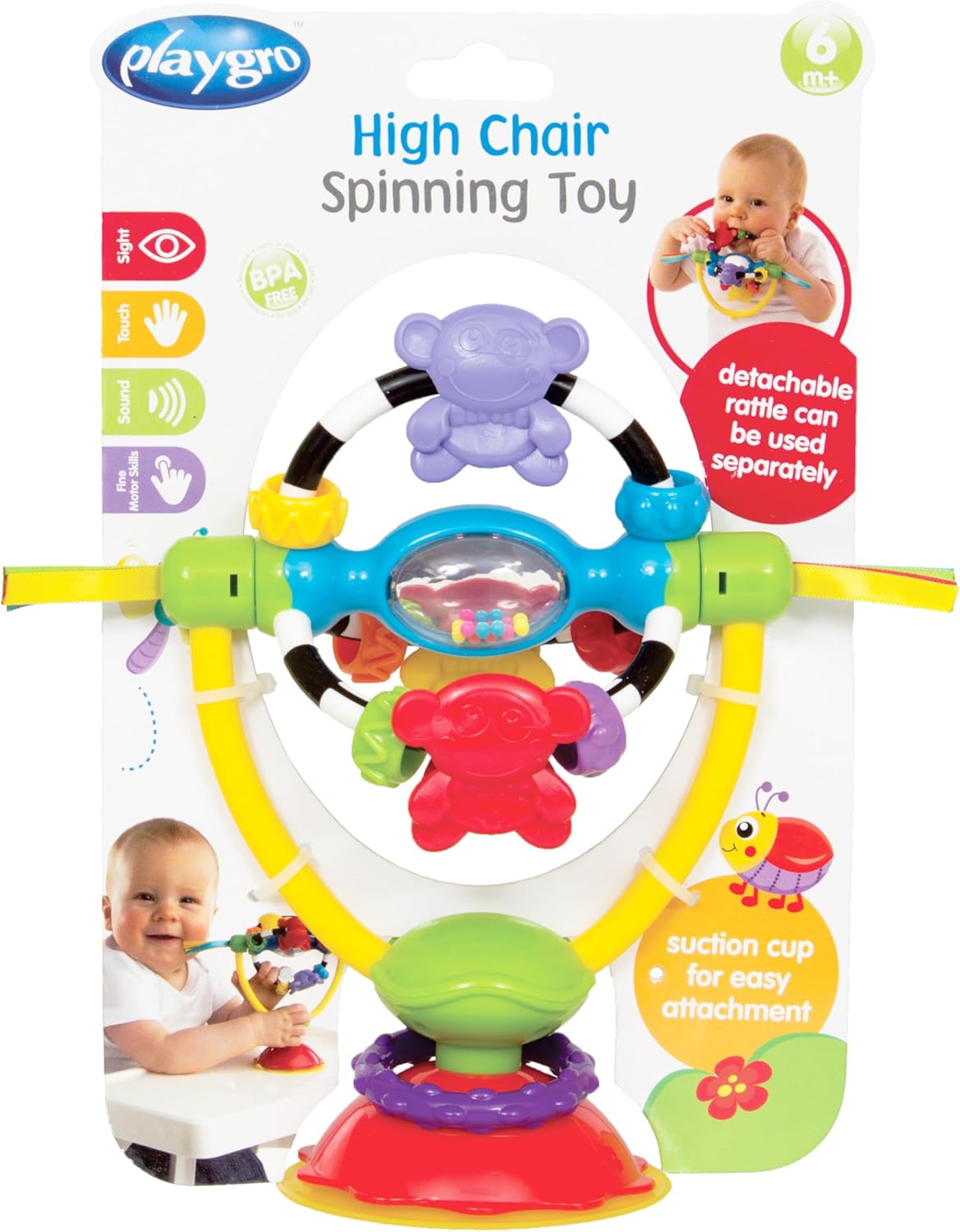 Playgro Baby High Chair Spinning Toy with Rattle and Suction Cup 6m+