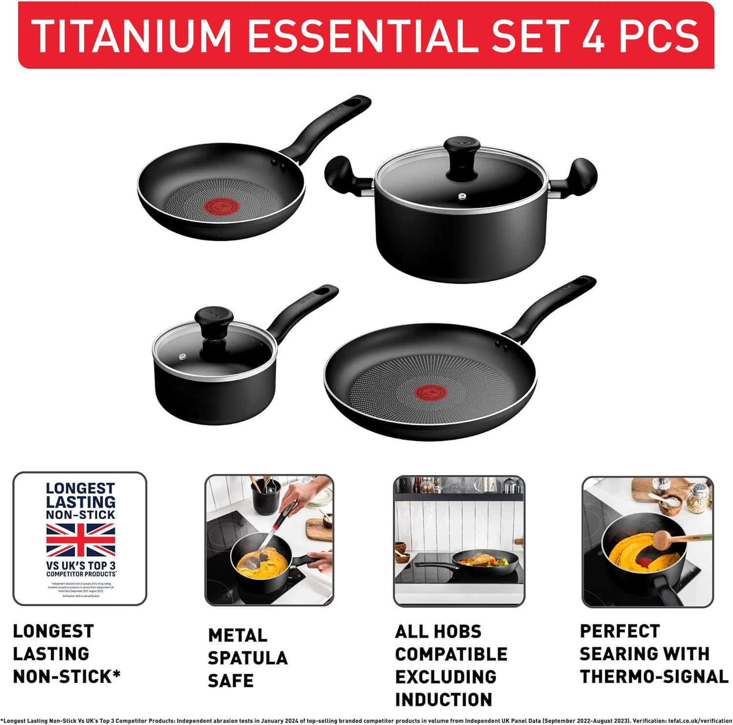 Titanium Essential Frying Pans & Saucepan 4pc Set