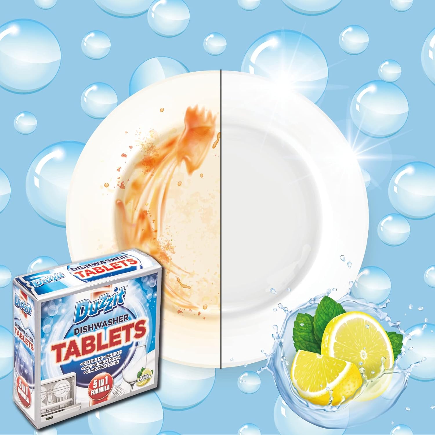 Duzzit Dishwasher Tablets 5 In 1 Action Lemon Fresh 12pk